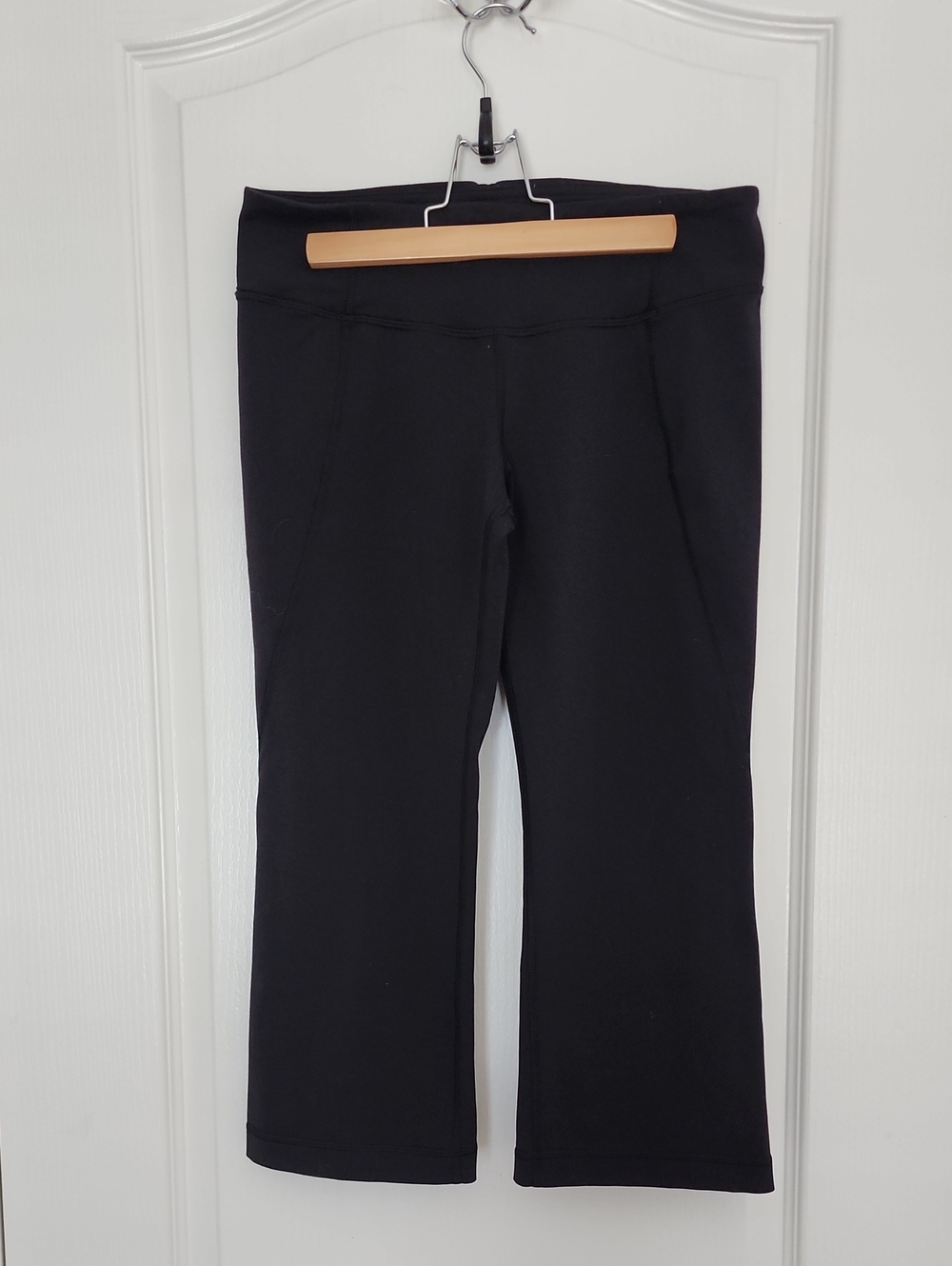 lululemon athletica Black Cropped Flare Yoga Pants With Split Calf